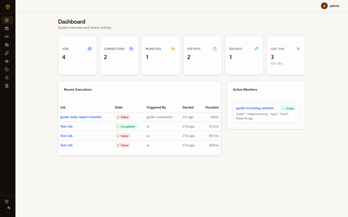 Collapsed sidebar navigation showing icon-only mode